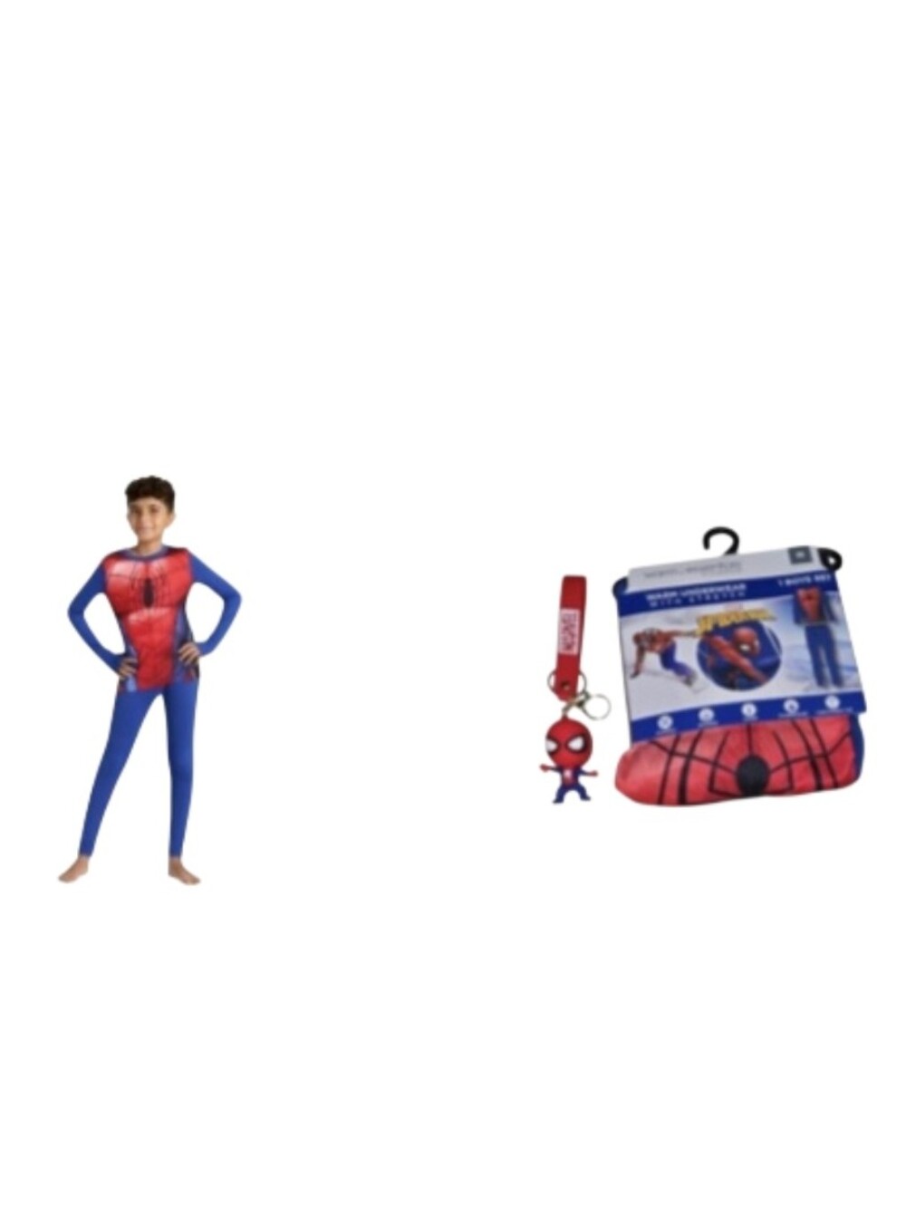 Spider-Man Kids Costume Set in Red and Blue And Spider Man Keychain